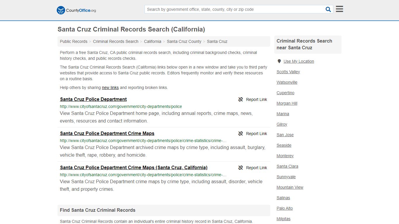 Santa Cruz Criminal Records Search (California) - County Office