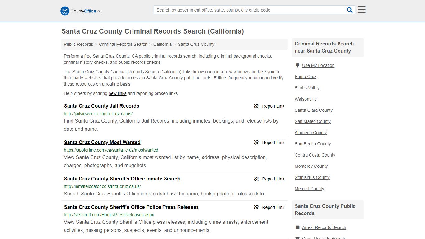 Santa Cruz County Criminal Records Search (California)